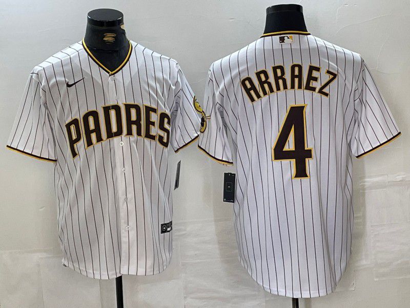 Men San Diego Padres #4 Arraez White stripe Nike Game 2024 MLB Jersey style 1